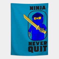 Lego Ninjago Jay with catchphrase Ninja Never Quit -- Choose from our vast selection of tapestries to match with your desired size to make the perfect custom tapestry. Pick your favorite: Movies, TV Shows, Art, and so much more! Available in small, medium, large. Perfect for decorations in apartments, bedrooms, and dorm rooms. Ninjago Bedroom, Ninja Bedroom, Jay Blue, Ninjago Jay, Never Quit, Catch Phrase, Lego Ninjago, Apartments Bedrooms, Custom Tapestry