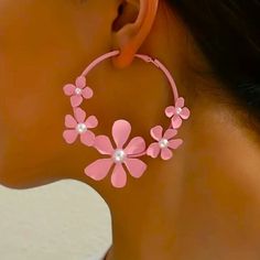 Very Pretty And Girly Oversize Floral Hoops In Pink Powder Coated Metal. Faux Pearl Accents. Lightweight, Pierced. Boutique Packaging Includes Storage Bag New To Poshmark? Use Code Emmiesbling For $10 Off Your Purchase When You Open A New Account. Check Out My Other Listings If You Like Boho Hippie 60’s 70’s 80’s 90’s Y2k Retro Mcm Pin-Up Beach Western Pool Coachella Festival Southwestern Bohemian Vintage Ig Instagram Tik Tok Gypsy Spell Vici Nasty Gal, Misguided, House Of Cb, Quay, Windsor, Lul Summer Party Flower Hoop Earrings, Pink Hoop Earrings For Spring, White Hoop Earrings For Spring Party, Trendy Flower Hoop Earrings For Summer, Chic Spring Party Hoop Earrings, White Spring Party Hoop Earrings, Spring Party White Hoop Earrings, Spring Flower Hoop Earrings, Pink Flower Hoop Earrings For Summer