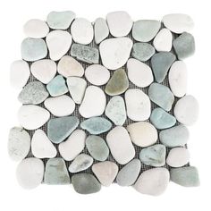 a white and grey stone mosaic tile on a white background