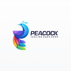 a colorful bird logo with the word peacock on it's back and bottom corner