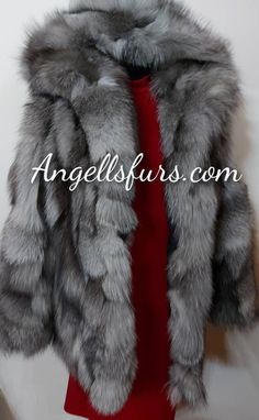 THIS IS A BASIC FUR,A MUST HAVE FOR YOUR WARDROBE! Real Natural Silver frost(in pictures)FOX HOODED fur jacket! Super Fluffy warm winter fur in the best quality! Light and soft! Hood full of fur! Internal clip closure but you can order it with zipper. Real leather belt included! Order it with collar as well. Order Any length. Order Any color. The pattern and colors of this fur Cannot be identical from one fur to the other. Each and every one jacket has differences because they are Natural. Pictu Fox Scarf, Fur Cape, Mink Fur Coat, Silver Fox, Of Model, Mink Fur, Jacket Brands, Womens Jackets, Fox Fur