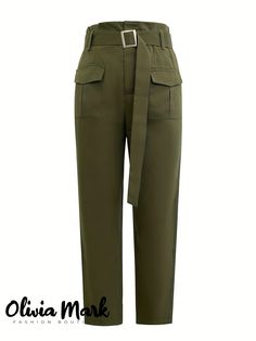 Olivia Mark - Pantalón con puños y bolsillo abotonado High Waist Cargo Pants, Waist Cargo Pants, Cuffed Pants, Olivia Mark, Cropped Pants, Cargo Pants, Premium Quality, High Waist, Lingerie