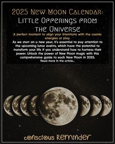 the moon calendar for 2013 is shown in black and white, with an image of five phases