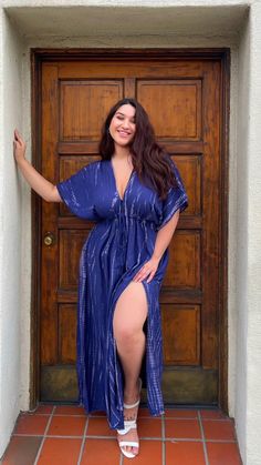 Blue Maxi Kaftan Oversized Caftan Goddess Plus Size Dress - Etsy Goddess Plus Size, Tie Dye Kaftan, Kaftan Design, Dress For Vacation, Goddess Maxi Dress, Flowy Dress Long, Resort Dress, Dye Patterns, Maxi Kaftan