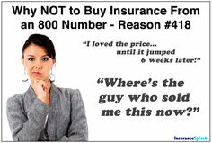 a woman with her hand on her chin and the words, why not to buy insurance from