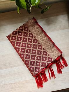 "Color: Brown Beautiful Indian katan Banarasi silk dupatta with golden handweaving. The intricate geometric pattern jaal with floral detailed design and heavy borders add an incredibly royal and elegant look. The design on this Indian dupatta/stole is inspired by the vintage raw silk Indian dresses. The fabric is organically rich and luxurious to feel and is one of a kind. This dupatta can be paired with simple as well as designer outfits. You can wear it with gold jewelry or matching jewelry to Brown Dupatta, Indian Dupatta, Western Style Dresses, Designer Dupatta, Durga Puja, Detailed Design, Free Earrings, Matching Jewelry, Silk Dupatta