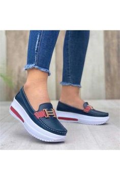 Women's Comfortable Fashion Platform Sneakers.  Lightweight for your casual walking or outings. White Flat Shoes, Plateau Sneaker, Orthopedic Shoes, Platform Loafers, White Shoes Women, Lacing Sneakers, Tankini Top