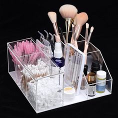 PRICES MAY VARY. ❤️❤️【Premium Material】-- Made of high quality acrylic material, which is dustproof, waterproof, sturdy & durable to use and not easy to break. The clear design makes it easy to see what you have stored. ❤️❤️【Large Capacity】-- The size of this Acrylic Cosmetic Organizer Storage is approx. 22 x 22 x 10 cm/ 8.7 x 8.7 x 3.9 inch. Large capacity, compartmentalized storage, more convenient to store and organize your eyelashes tools or other makeup beauty tools, making your table tidy Lash Storage, Bling Decor, Eyelash Decor, Beauty Organizer, Clear Makeup Organizer, Lash Supplies, Eyelash Salon, Crystal Jewelry Box, Eyelash Extension Supplies