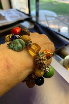 To celebrate Hispanic Hertiage month, l came across this multi cultural vintage "festival bracelet".  Measures 7 1/2" around & has a little stretch also. The width is 1 1/2".  A special discount, across the board for 30% discount offered to bring us into fall.  Starting September 20, 2021, for 1 month and a total purchase of $40 or more.  Get some early shopping done. You will need to write down the code which is; SPOCT30. The last day will be October 20, 2021. Should there be any questions, please reach out to me.  Thank you, Jean Remmel  #DJPlusMore#...Etsy  or  remmeljean064@gmail.com. Processing and turn around time is 24 hours. Then to shipping. If shipped in US, time is 1-2 days. So if purchased on a Monday it would be received either Wednesday afternoon or Thursday morning ((excludi Bohemian Festival Bracelets With Jubilee Detail, Bohemian Bracelet Jewelry For Celebration, Adjustable Colorful Bohemian Stretch Bracelet, Bohemian Handmade Beaded Bracelets For Celebration, Colorful Adjustable Bohemian Stretch Bracelet, Bohemian Style Stretch Bracelet Gift, Bohemian Bracelets For Festivals And Celebrations, Bohemian Yellow Bracelets For Festive Occasions, Yellow Bohemian Bracelets For Festive Occasions