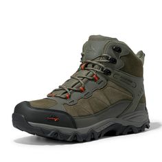 the men's hiking boot is made from sued and has an insulated rubber outste