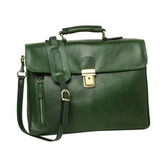 Old Angler Green Full Grain Leather Briefcase Full grain leather briefcase Synthetic lining Laptop compartment Cell phone pocket pens holder Outside zip pocket Flap open with clasp closure Adjustable/Removable leather shoulder strap with pad Size cm. – 38 x 28 x 12 Weight kg. – 1,400 Handmade in Italy Classic Green Bags For Work, Green Leather Shoulder Bag For Work, Green Office Bags With Leather Lining, Green Leather Rectangular Briefcase, Green Rectangular Leather Briefcase, Green Leather-lined Shoulder Bag For Office, Green Leather Lined Shoulder Bag For Office, Classic Green Shoulder Bag For Formal Occasions, Elegant Green Briefcase For Travel