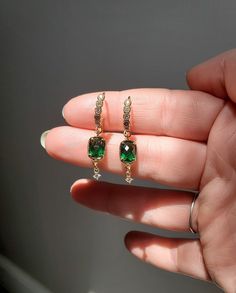 Elegant Green Dangle Hoop Earrings, Elegant Green Emerald Hoop Earrings, Elegant Green Hoop Earrings For May Birthstone, Trendy Green Dangle Jewelry, Elegant Green Hoop Earrings As Gift, Elegant Everyday Hoop Earrings With May Birthstone, Trendy Green Crystal Earrings For Gift, Green Dangle Hoop Earrings As Gift, Green Crystal Drop Earrings For Gift