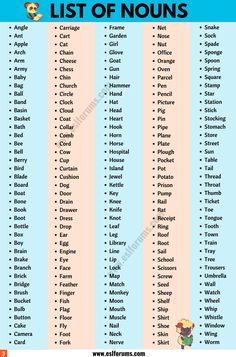 List of Countable Nouns in English – Infographics and PDF | Books for ...