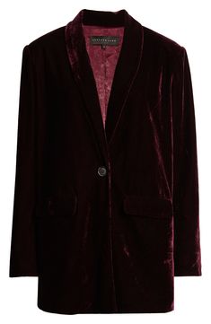 Let your personality shine in this tailored front-button blazer, made from rich velvet for an elevated and eye-catching look. Style Name:Endless Rose Velvet Blazer. Style Number: 5941388. Single Button Velvet Outerwear For Work, Velvet Single Button Outerwear For Work, Velvet Single Breasted Blazer For Work, Velvet Blazer For Work In Fall, Velvet Blazer With Button Closure For Fall, Velvet Business Blazer For Fall, Velvet Blazer For Fall Workwear, Velvet Outerwear With Buttons For Work, Velvet Blazer With Button Closure For Formal Occasions