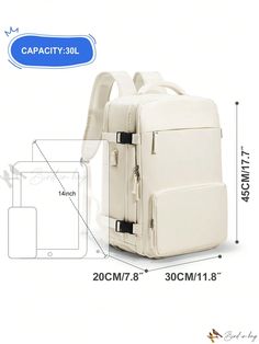 Bird in Bag - Waterproof Travel Backpack for Women's Airline Carry-On Everyday Waterproof Rectangular Backpack, Multifunctional Waterproof Rectangular Backpack, Multifunctional Rectangular Waterproof Backpack, Waterproof Rectangular Backpack For Travel, Waterproof Backpack For Daily Use, Waterproof White Backpack For Travel, Daily Use Waterproof Backpack Travel Bag, White Waterproof Backpack For Travel, White Waterproof Travel Backpack