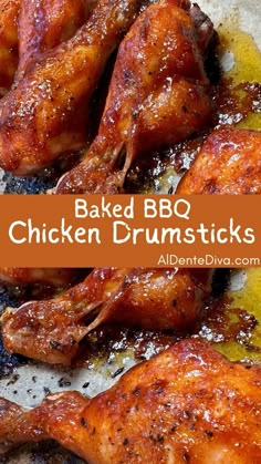 baked bbq chicken drumsticks on a baking sheet