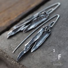 "Earrings is made of sterling silver 925  Measurements: Silver elements 1.1\" - 1.4\" / 28-37 mm Earrings total length: 2.64 inches / 6,7 cm Single earring's weight: 3.3 g (The weight and length may vary slightly depending on the earwire type) Thank you for visiting!" Artistic Hand Forged Sterling Silver Earrings, Unique Hand Forged Sterling Silver Earrings, Handmade Sterling Silver Nature-inspired Earrings, Handmade Nature-inspired Silver Earrings, Handmade Silver Nature-inspired Earrings, Handmade Artistic Silver Earrings, Handmade Artistic Sterling Silver Earrings, Artistic Earrings, Silver Leaf Earrings