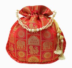 ITEM DETAIL Dimension : HxL: 26*22 cms, Size : Regular, Color : as per picture, Closure : Draw-string, Embroidery : Brocade, Work: Both side same embroidery, Occasion : casual, evening, bridal, wedding, party, Compartment: one Here is, perfect Potli bags to carry on your traditional and even more perfect giveaway product. Here it is... Grab it soon We are glad you love our designs. But we are sure you will fall in love with our quality and finishing too! It has a braid string on the top for ease Festive Gold Potli Bag With Tassels, Festive Gold Bag With Tassels, Elegant Festive Tassel Bags, Elegant Festive Bags With Tassels, Festive Elegant Potli Bag With Tassels, Gold Potli Bag With Tassels For Festivals, Elegant Festival Bags With Tassels, Traditional Potli Bag With Tassels For Festive Occasions, Traditional Festive Potli Bag With Tassels