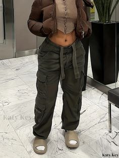 Katykey - Womens Vintage Cargo Pants: Stylish Baggy Jeans with Wide Leg, High Waist, and Y2K & Kpop Style - Perfect for 90s Streetwear Fashion and Everyday Wear Y2k Winter Bottoms With Pockets, 90s Style Baggy Pants For Fall, 90s Baggy Pants For Fall, Y2k Parachute Pants With Pockets For Fall, Y2k Style Khaki Cargo Bottoms, Y2k Khaki Cargo Bottoms, Y2k Cargo Style Khaki Bottoms, 90s Style Fall Streetwear Pants, 90s Style Pants For Fall Streetwear