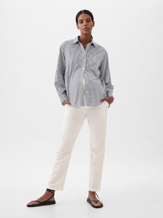 Shop All Maternity Styles | Gap Gap Cotton Bottoms With Straight Hem, Everyday Cotton Pants By Gap, Gap Cotton Everyday Pants, Everyday Cotton Gap Pants, Gap Straight Hem Bottoms For Everyday, Gap Tapered Leg Pants For Everyday, Gap Tapered Leg Everyday Pants, Gap Cotton Bottoms With Hip Pockets, Gap Relaxed Fit Cotton Pants