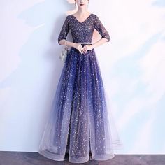 Blue Glitter Formal Gown With Fitted Sleeves (Stunning) Blue Maxi Dress For Party During Prom Season, Glamorous Blue Ball Gown For Evening, Blue Sequined Evening Ball Gown, Glamorous Blue Evening Ball Gown, Blue Prom Gown For Party, Blue Gown For Prom Season Party, Blue Party Gown For Prom Season, Blue Ball Gown For Gala During Prom Season, Blue Evening Dress For Prom Season