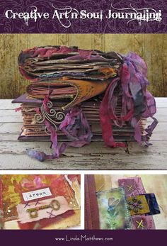 an art journal is shown with the title creative art soul journaling