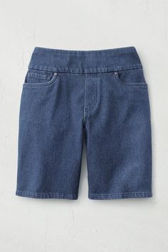 So comfortable in our super-soft stretch knit denim – now in a new length. Coldwater Creek Outfits, Knit Denim, Summer Favorites, Stretch Bands, Coldwater Creek, Chino Shorts, Above The Knee, Sale House, Welt Pocket