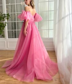 Azalea Organza Gown Pink Floor-length Ball Gown For Bridesmaid, Pink Tulle Bridesmaid Evening Dress, Pre-draped Organza Evening Gown, Pink Tulle Gown With Sweep Train, Pink Floor-length Bridesmaid Evening Dress, Pink Tulle Bridesmaid Dress With Sweetheart Neckline, Pink Floor-length Bridesmaid Gown, Pink Floor-length Bridesmaid Dress With Sweep Train, Pre-draped Organza Evening Dress For Wedding