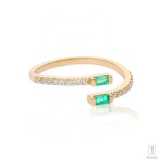 Upgrade your style with the Trine Emerald Open Ring. Featuring a single emerald set with 14k gold plated sterling silver, this ring is sure to make a statement. The open design adds sophistication and elegance to any look. Diamond Wrap Ring, Gold Wrap Ring, Emerald Set, Gold Wrap, Multi Sapphire, Wrap Ring, Simple Bracelets, Opal Bracelet, Eternity Ring Diamond