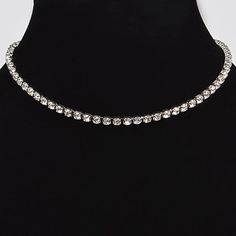 A glinting choker necklace makes a trendy addition to your stack. Rhinestone Thin Silver Choker Necklace 18" approx. Silver Choker Necklace, Silver Choker, Silver Rhinestone, Diamond Necklace, Gold Jewelry, Choker, Choker Necklace, Social Media, Media