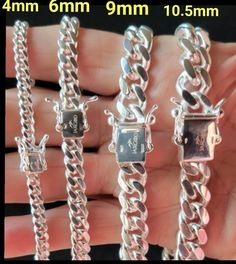 "- Real Solid 925 Sterling Silver Miami Cuban Mens Boys Chain Bracelet or Necklace -This is the stylish, authentic, Miami Cuban chain known for its thick & heavy links with a brilliant shine! Handmade , Thick, high quality, Chains/Bracelets that are made to last! -These are NOT Hollow or Plated. This is the real deal! -All Chains/ Bracelet comes with a Box-Lock Clasp! -Each sterling silver chain is treated with a special Anti-Tarnish treatment! -We suggest Necklace lengths 16\"-20\" for Boys, and 22\"-30\" inch for Men. **7\", 8\", and 9\" inch are bracelet lengths** Handmade item Materials: Silver Closure: Box Made to Order Package Includes --- 1 pc you select from drop down box." Chains Bracelet, Cuban Chain Necklace, Chain Lock, Old Bridge, Miami Cuban, Necklace Box, Cuban Chain, Sterling Silver Chain, Solid 925 Sterling Silver