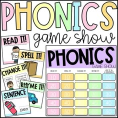 the phonics game show is shown with pictures and words to help students learn how to