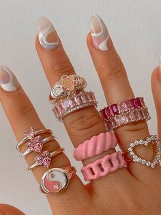 Asthetic Accesories, Nagel Tips, Nail Ring, Short Acrylic Nails Designs, Funky Jewelry