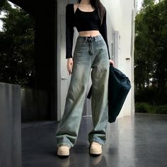 Vintage Green Washed Women's Straight-Leg Jeans - A Timeless Classic HANDMADE / HANDCRAFTED to order The vintage wash on these jeans is meticulously applied to create a soft, worn-in look, evoking the charm of well-loved, decades-old denim. This distinctive green hue, achieved through a special dyeing and washing process, gives the jeans a unique character, making each pair one-of-a-kind. The fabric is both durable and comfortable, designed to mold to your body over time, enhancing the vintage f