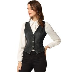 The sleeveless jean vest is an item timeless and it is on trend. It is an excellent slim-fit design to show your attractive and charming figure. The single-breasted denim waistcoat is versatile to match with a simple t-shirt or casual floral dress to build lady chic outfits. Pair it with a basic shirt, casual clothing, sports shoes, boots, or sandals. British Street Fashion, Casual Floral Dress, Picnic Family, Sleeveless Jean Jackets, Preppy Mode, Womens Denim Vest, Denim Waistcoat, Cool Girl Style, Smart Casual Style