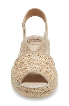 An easygoing espadrille-style sandal brings boho-chic vibes to your dress-up game with eye-catching braiding atop a comfortable, walkable heel. Textile upper and lining/synthetic sole Made in Spain Casual Braided Sandals In Natural Color, Straw Espadrilles With Woven Sole For Summer Outings, Summer Natural Espadrilles For Beach Season, Natural Color Summer Espadrilles For Beach Season, Casual Braided Sandals For Summer, Bohemian Wedge Sandals With Round Toe For Spring, Summer Espadrilles With Woven Sole For Outings, Natural Color Espadrilles With Woven Sole For Vacation, Summer Espadrille Sandals For Outings