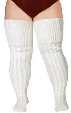 PRICES MAY VARY. 44% Acrylic, 28% Cotton, 20% Merino Wool, 8% Polyester. Premium Merino Wool and High-Quality Cotton for all-day warmth and comfort. Please contact us if Any Defective or Missing Garters. REAL EUROPEAN PLUS SIZE FOR THICK THIGH: Toe to Top Length: 31 inches/79cm. The stretch width at the top of the sock reaches 42 inches. Recommended: For upper thighs that measure 27 inches or larger. PREMIUM WOOL, SOFT & COMFORTABLE: We use up to 20% Merino Wool and the Plus Size Over Knee Socks Plus Size Thigh High Socks, White Thigh High Socks, Plus Size Thigh, White Thigh Highs, Plus Size Boots, Winter Stockings, Thigh Socks, Slouch Socks, Stockings Legs