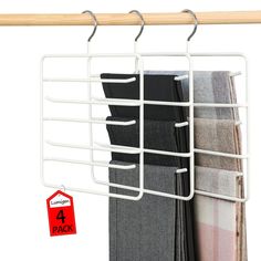 PRICES MAY VARY. Space saving hanger: The pants hanger adopts a 5 layer design, which can hang multiple pairs of trousers neatly on one hanger. The design maximizes the vertical space of the wardrobe, making the interior of the wardrobe more spacious and freeing up valuable horizontal storage space, which is very suitable for wardrobes or apartments with limited space. High quality storage hangers: Our pants hangers are made of rust proof metal, and the entire hanger is wrapped with silicone to protect your beloved clothes from damage and cuts. The staggered layout makes it convenient for you to place and take out clothes. The hangers for pants bar of the pants hook are upturned to prevent clothes from slipping, which is suitable for environments with limited storage space. Closet organize Jean Organization Closet, Hangers For Pants, Closet Organization Products, Jean Organization, Scarf Organizer, Pants Organization, Hanging Pants, Pant Storage, Pants Hanger