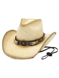 The Bullhide Dundee Straw Cowboy Hat (model number 2328) is a rugged and stylish choice for those who embrace Western fashion. Let’s explore the details of this premium hat: Material: Crafted from genuine Panama straw. Color: Natural. Brim: Features a wide 3 3/4-inch brim that provides both sun protection and rugged style. Crown: Constructed with a 4 1/2-inch pinch front crown crease for a classic cowboy look. Hatband: Adorned with a leather band featuring Genuine hairpipe bone beads and a weath Rugged Fedora Hat For Rodeo, Western Style Straw Cap For Country Events, Western Brown Straw Hat, Western Style Sun Hat For Rodeo, Rustic Fedora Straw Hat For Outdoor, Rugged Flat Brim Hat For Rodeo, Adjustable Ranch Cap, Rustic Straw Fedora For Outdoor, Rugged Ranch Hat With Curved Brim