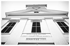 black and white photograph of the front of a building