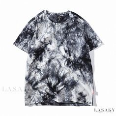 Lasaky - Stylish Tie-Dyed Ombre Loose-Fit Short-Sleeve Top for Women Crumple Tie Dye, Tie Dye Men, Harajuku Fashion Street, Half Sleeve Shirts, Half Sleeve Blouse, Tie Dye Shirts, Stretchy Tops, Loose Fitting Tops, Casual Tops For Women