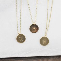 "Custom Initial Necklace - Personalized Necklace Our classic large initial necklace is perfect for everyday! Wear it personalized with your special initials hand stamped just for you! D E T A I L S -Disc measures 16 mm -Choose 14kt gold filled or sterling silver option -Chain and disc are 14kt gold filled or sterling silver - not plated -A high quality chain in your choice of style -Polished to a light satin finish. CUSTOM HAND STAMPING -Hand stamped with an initial just for you -Uppercase class Classic Round Pendant Initial Necklace, Classic Initial Necklace As Personalized Gift, Classic Initial Necklace With Round Pendant For Personalized Gift, Classic Round Pendant Initial Necklace As Personalized Gift, Classic Round Pendant Initial Necklace For Personalized Gift, Classic Name Initial Pendant Charm Necklaces, Classic Initial Pendant Name Charm Necklace, Classic Charm Necklaces With Initial Pendant, Classic Everyday Monogram Necklace