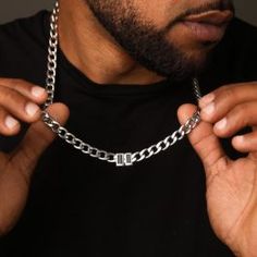 Men's Cuban Link Chain Name Necklace - Stainless Steel Chain Birthstone Earrings Studs, Silver Cuban Link Chain, Stainless Steel Bracelet Men, Classic Bracelets, Mens Silver Necklace, Classic Necklace, Engraved Bracelet, Diamond Cross, Solid Gold Jewelry