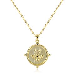 PRICES MAY VARY. 🐝GOLD BEE PENDANT NECKLACE🐝The elegant gold bee coin pendant necklace features a simple yet sturdy cable chain. The pendant is round and coin-shaped with a delicately raised edge. In the center, a lifelike bee is intricately engraved, appearing as if it’s in mid-flight. Above the bee, a crown engraving adds a touch of nobility and elegance. 🐝CROWN BEE COIN NECKLACE🐝The fashionable gold bee coin pendant necklace makes it suitable for any occasion. Whether for daily wear, busi Alex Monroe Bee Necklace, 9ct Gold Pendant Necklace, Coin Pendant Necklace, Bee Pendant, Gold Bee, Bee Necklace, Bee Charms, Medallion Necklace, Disc Pendant