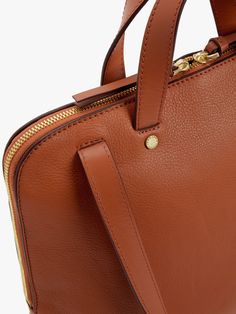 John Lewis & Partners Leather Shoulder Work Bag Color Grouping, John Lewis, Smooth Leather, Zip Pockets