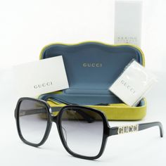 Elevate your style game with the Gucci GG1189S 002 Black/Grey Gradient sunglasses from OSSA FRAMES. This stunning pair of designer shades embodies the epitome of luxury and sophistication, making it the perfect accessory for fashion-forward women everywhere. The sleek black acetate frame exudes a sense of timeless elegance, while the striking grey gradient lenses add a modern touch to the classic square shape. With a lens socket width of 58 and a bridge size of 17, these sunglasses offer a comfo Designer Gucci Polarized Sunglasses, Designer Sunglasses With Gradient Square Frame, Designer Sunglasses With Square Frame And Gradient Lenses, Designer Gucci Sunglasses With Uva Protection, Designer Square Frame Sunglasses With Uva Protection, Designer Sunglasses With Uva Protection And Square Frame, Designer Glass Sunglasses With Anti-reflective Coating, Designer Anti-reflective Sunglasses, Designer Anti-reflective Glass Sunglasses