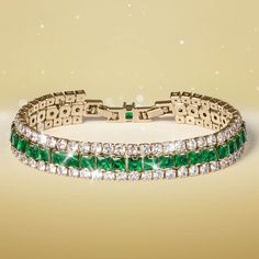 Discover elegance with our standout bracelet. Based on the classic tennis design with a modern twist. Evergreen, princess cut and brilliant, round white Diamondeau®, flawless simulated diamond sit perfectly together and are sure to catch the eye of onlookers. A yellow gold finish gives the perfect finishing touch to any look. Tennis Design, Green Princess, Latest Jewellery, Signature Design, Princess Cut, Free Giveaway, Diamond White, Out Of Style, Gold Finish