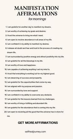 an affirmation poem with the words in black and white