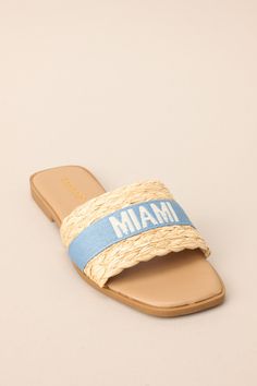 Step into a tropical paradise with our To The Tropics Sky Blue Sandals! These stylish sandals feature a vibrant sky blue color that will transport you to a sunny beach. With comfortable straps and a sturdy sole, these sandals are perfect for any adventure. Say aloha to your new favorite footwear! These sandals feature a a strap across the top of the foot with the name of a tropical location. All Man Made Materials Non-skid sole Imported