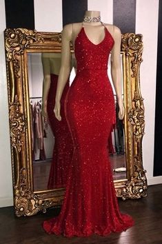 Backless Formal Dress, Sequin Prom Dresses Mermaid, Red Mermaid Prom Dress, Gaun Koktail, Prom Dresses Mermaid, Backless Evening Gowns, Red Evening Gowns, Prom Girl Dresses, Evening Dress Floor Length